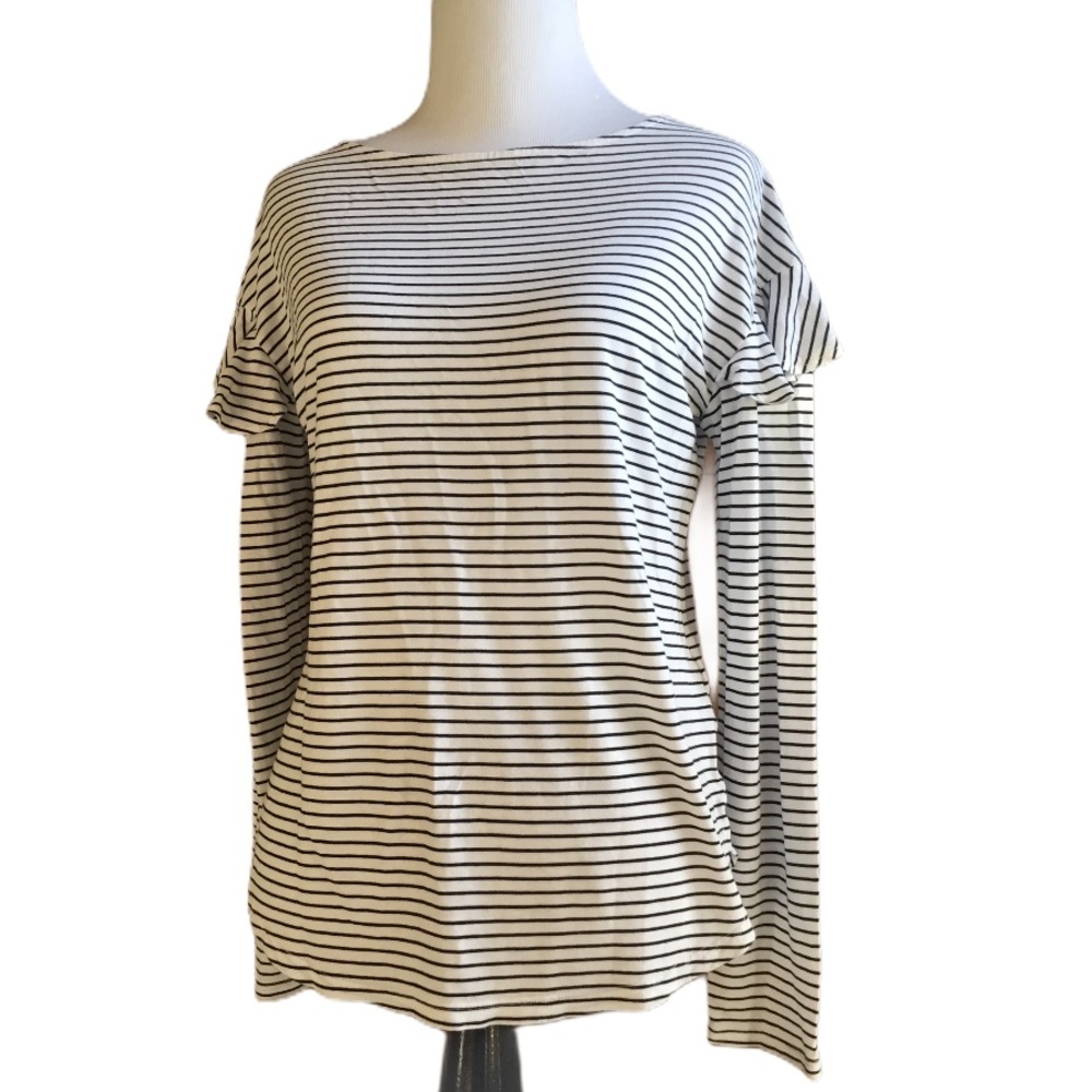 H&M Long Sleeve Striped Flounce Top